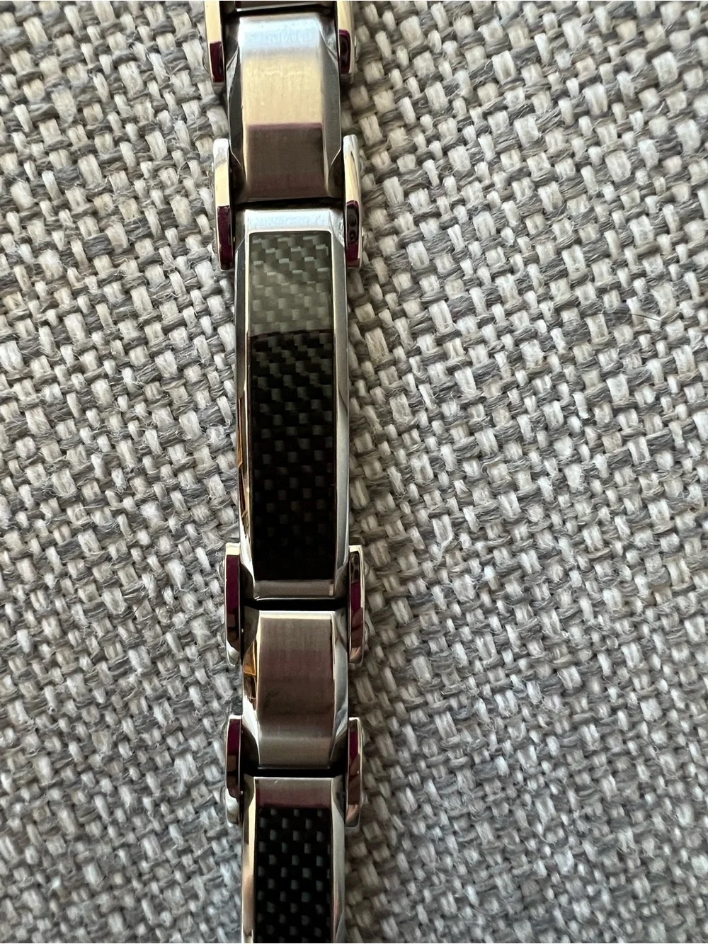 Men’s Stainless Steel and Carbon Fibre Link Bracelet